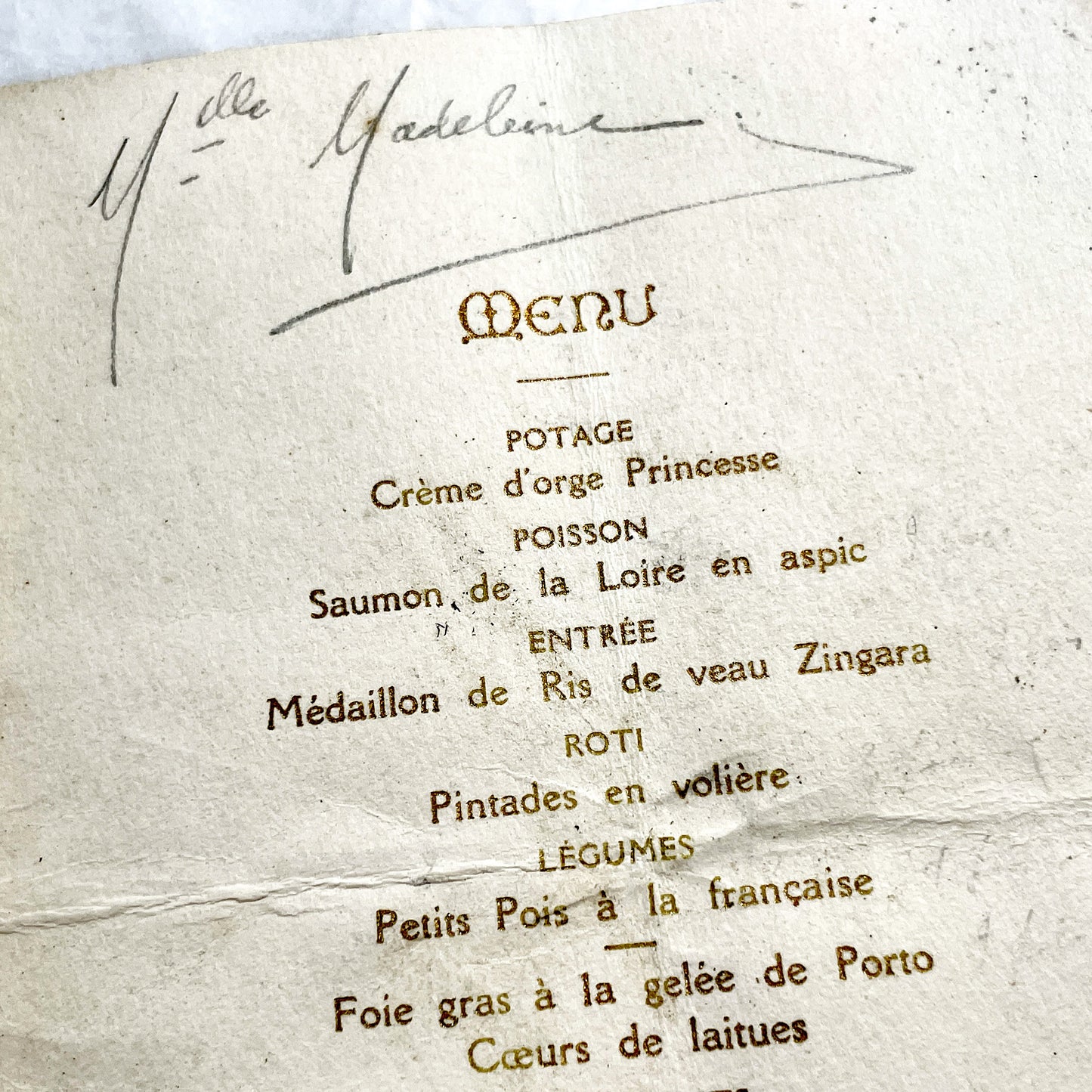 1920s - Antique French Menu From Restaurant Chandivert Flers - Elegant Wedding Dinner - Historic French Cuisine Collectible
