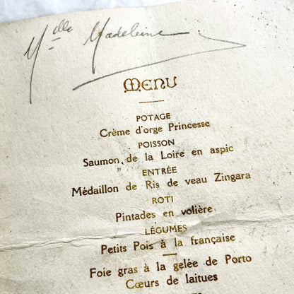 1920s - Antique French Menu From Restaurant Chandivert Flers - Elegant Wedding Dinner - Historic French Cuisine Collectible