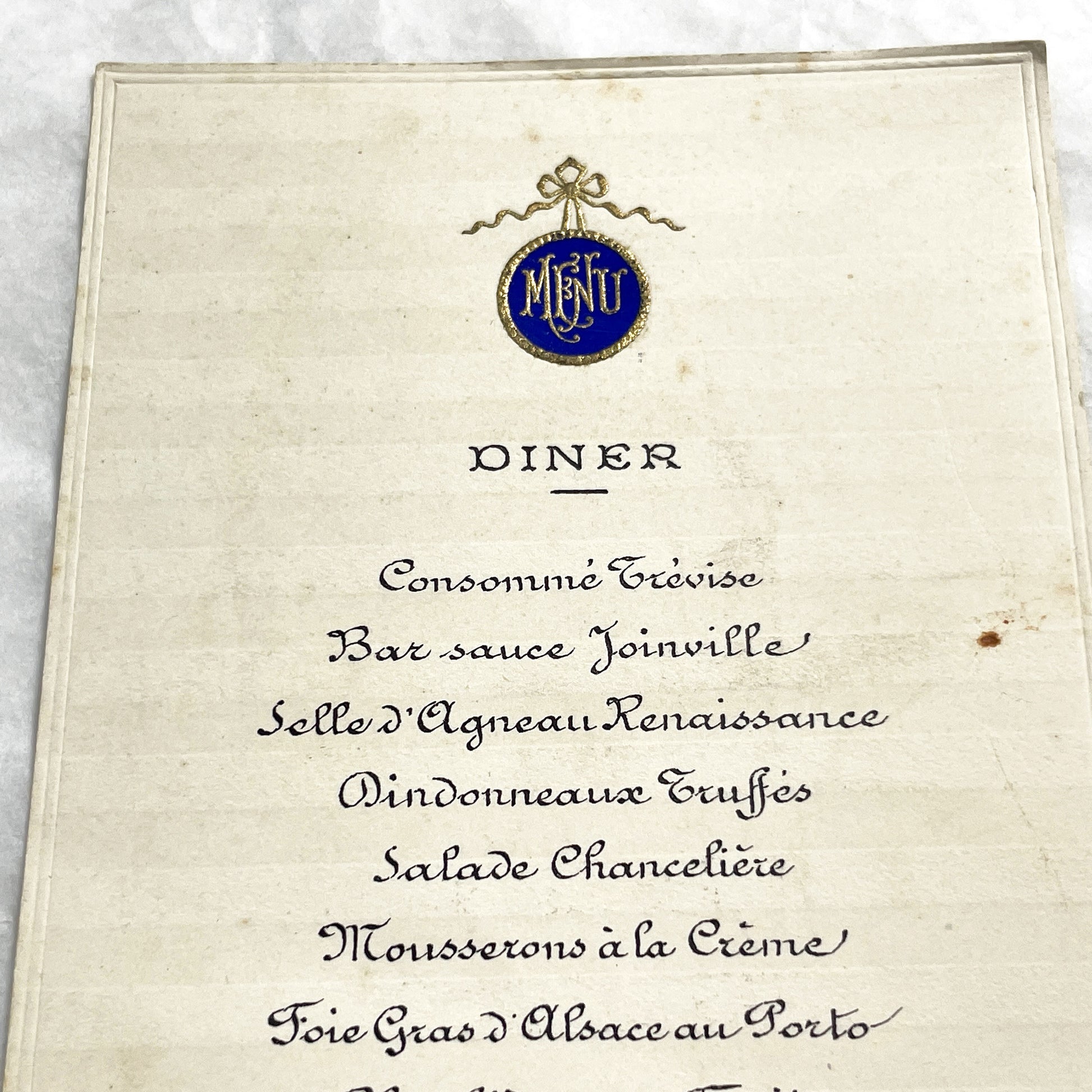1920s - Vintage French Dinner Menu - 1923 Elegant Dining Card - Luxury Cuisine Experience - Historical Culinary Ephemera - Collectible Paper