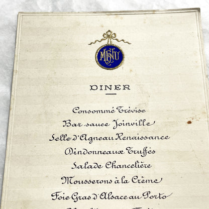 1920s - Vintage French Dinner Menu - 1923 Elegant Dining Card - Luxury Cuisine Experience - Historical Culinary Ephemera - Collectible Paper