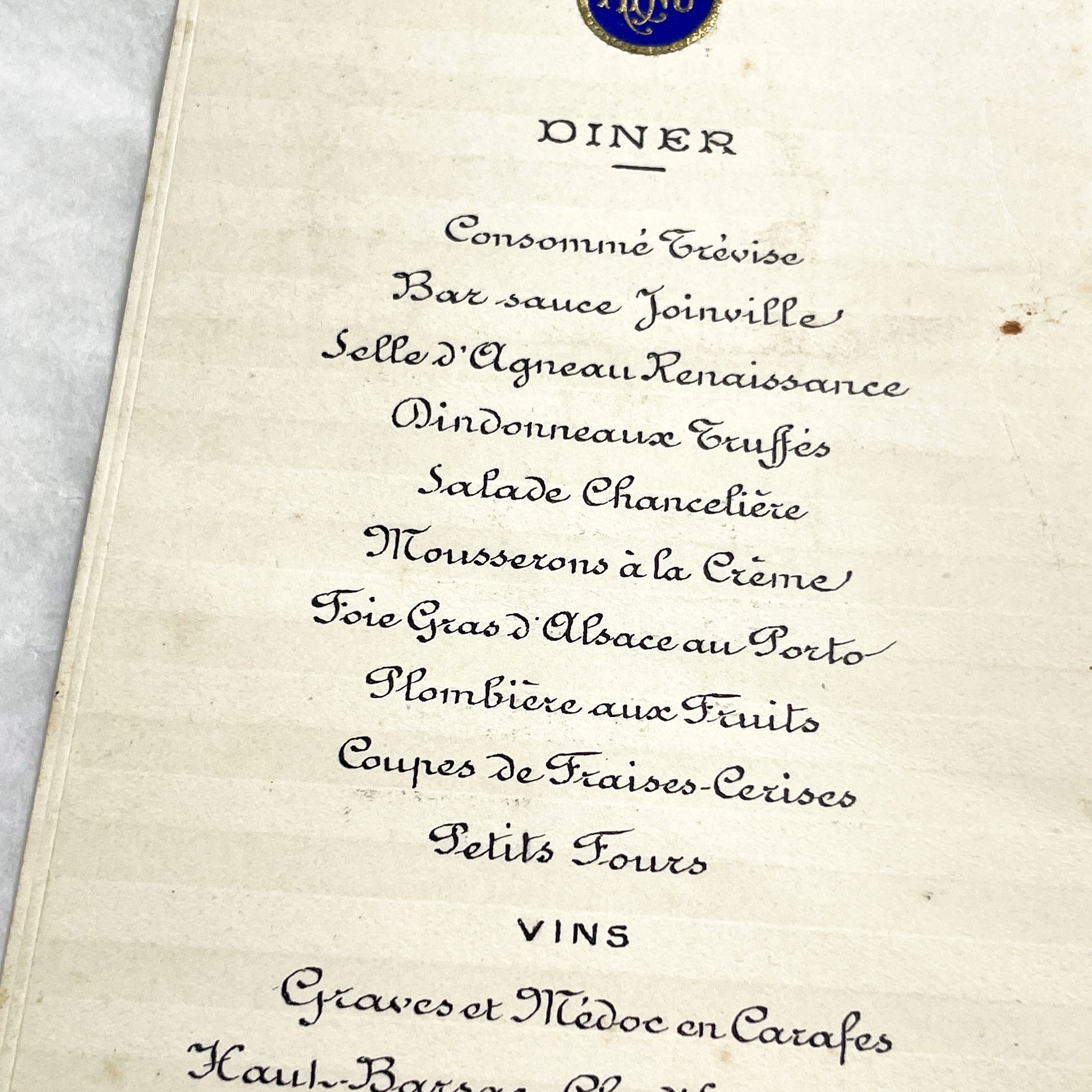 1920s - Vintage French Dinner Menu - 1923 Elegant Dining Card - Luxury Cuisine Experience - Historical Culinary Ephemera - Collectible Paper