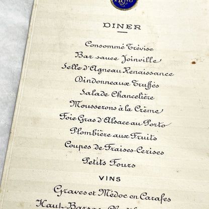 1920s - Vintage French Dinner Menu - 1923 Elegant Dining Card - Luxury Cuisine Experience - Historical Culinary Ephemera - Collectible Paper