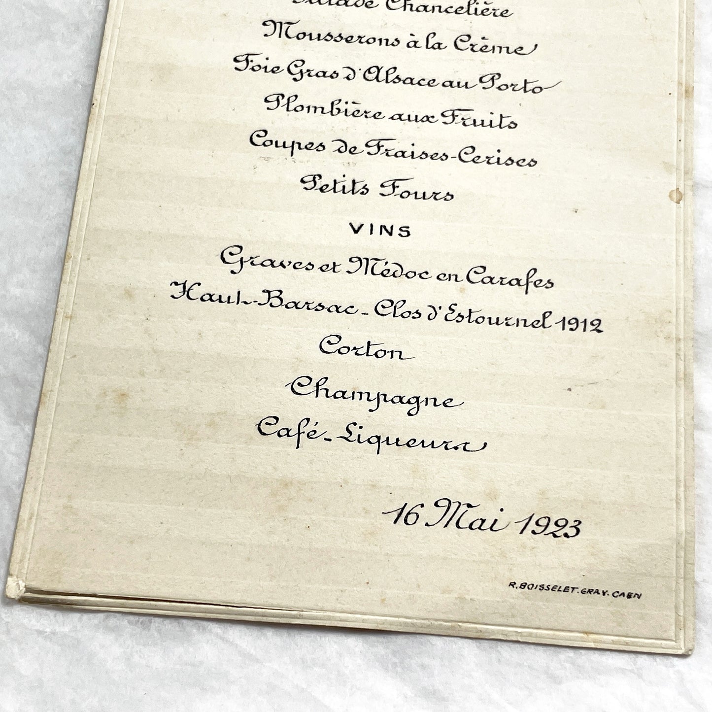 1920s - Vintage French Dinner Menu - 1923 Elegant Dining Card - Luxury Cuisine Experience - Historical Culinary Ephemera - Collectible Paper