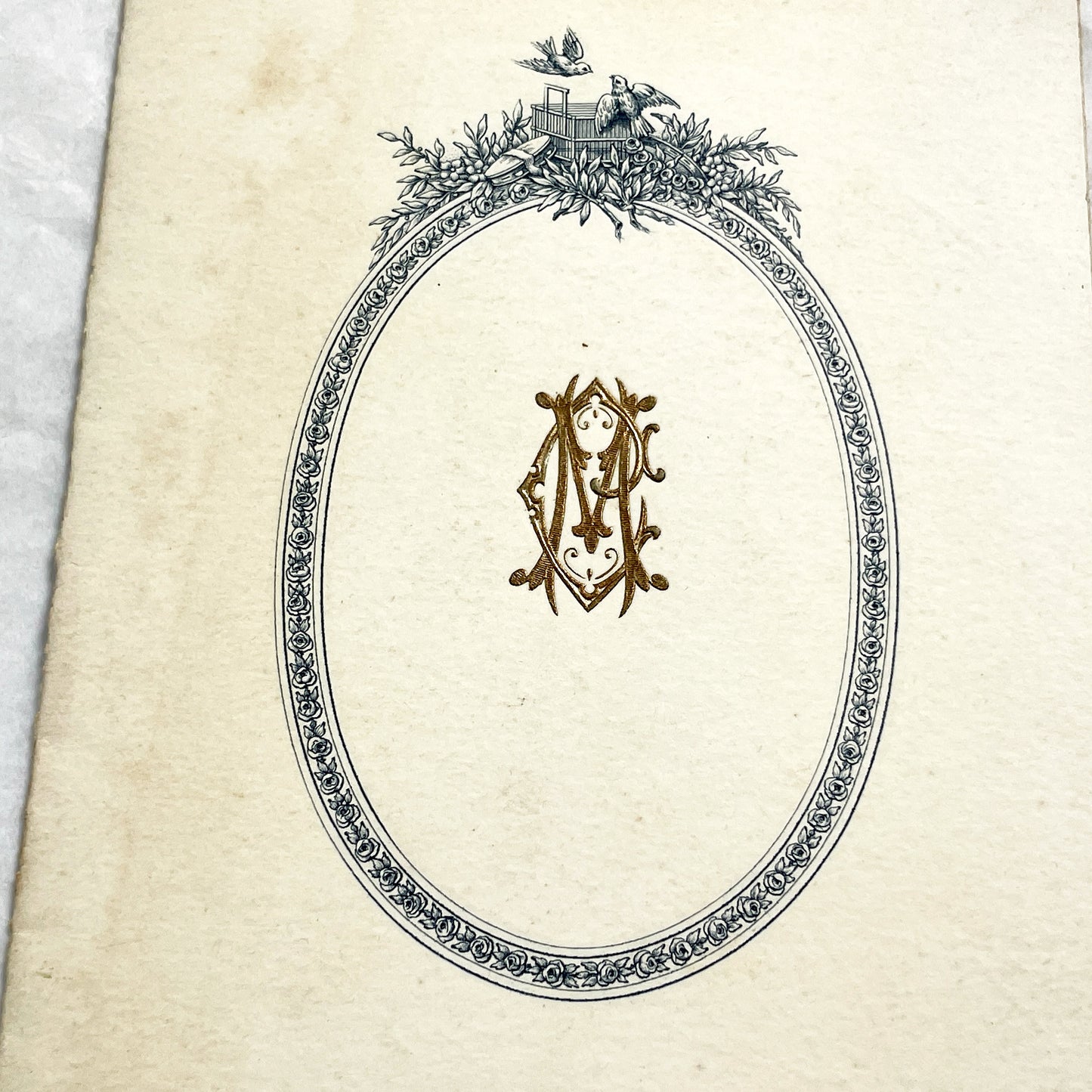 1920s - Vintage French Wedding Menu - Elegant Illustrated Monogram - Caen, June 8, 1920 - Historic Dinner Ephemera Collectible