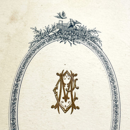 1920s - Vintage French Wedding Menu - Elegant Illustrated Monogram - Caen, June 8, 1920 - Historic Dinner Ephemera Collectible