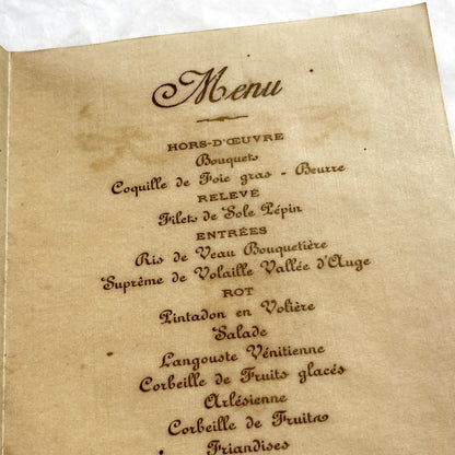 1920s - Antique French Dinner Menu Collectible - Formal Dining Ephemera - Vintage Restaurant Chandivert Caen - Historical Culinary Document