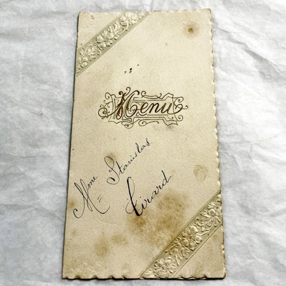 1920s - Antique French Menu Card - Handwritten Dinner and Lunch Ephemera - Elaborate Vintage Cuisine Document - Elegant Collectible Paper