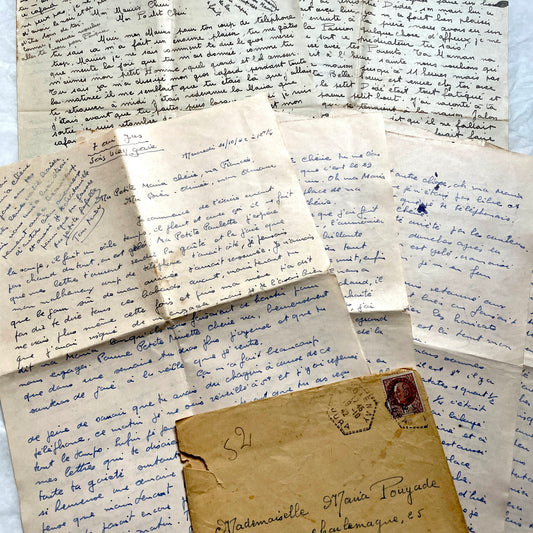 1940s - Vintage French Love Letters - Romantic Correspondence Between Lovers - Handwritten Letters