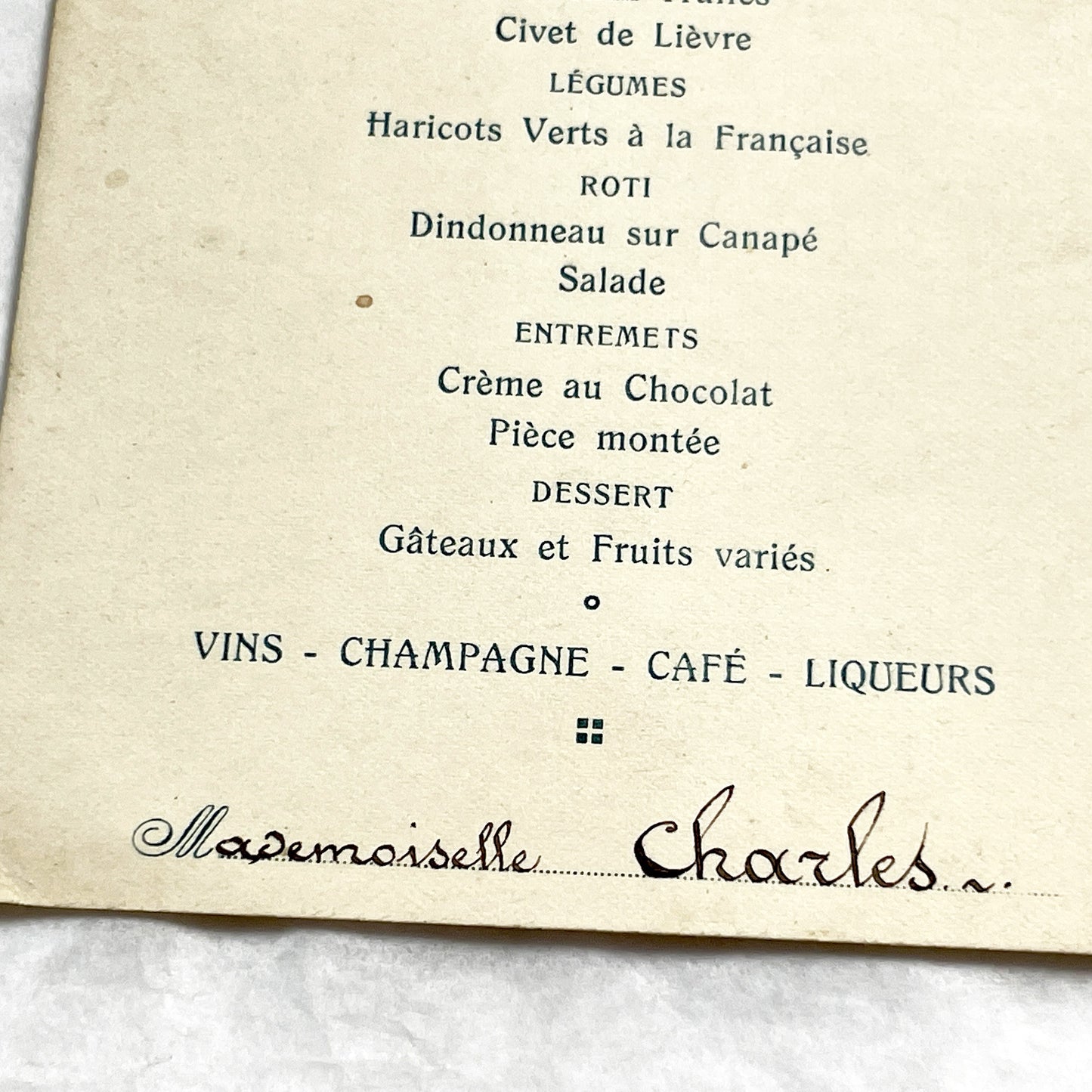 1920s - Vintage French Dinner Menu - September 20 1920 - Ornate Art Deco Monogram Design - Historical Dining Ephemera