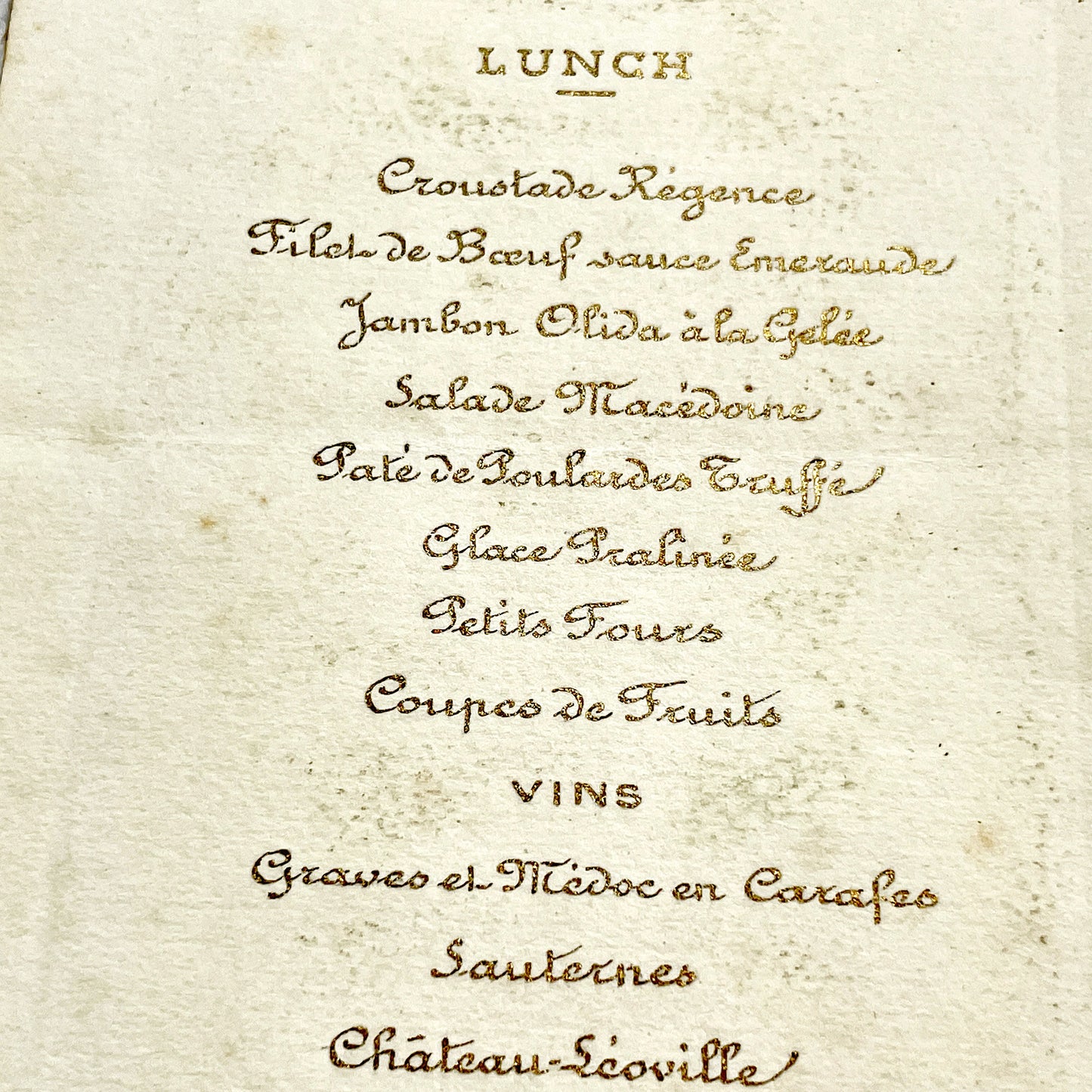 1920s - Vintage French Menu Card - Elegant Lunch Dinner Service - Gilded Art Deco Motif - Fine Dining Historical Ephemera - 17 Mai 1923