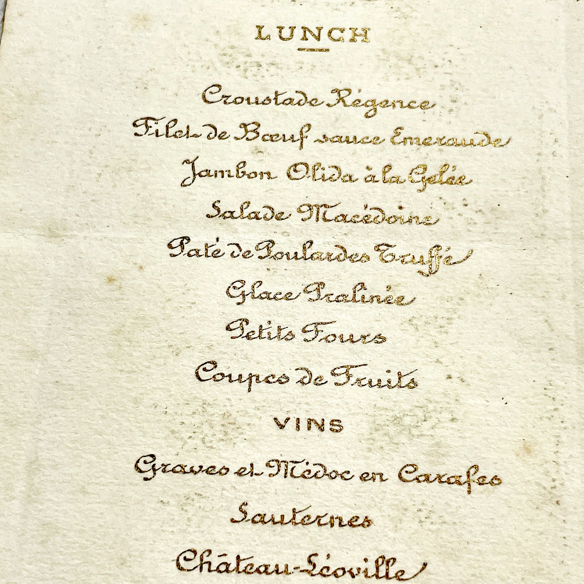 1920s - Vintage French Menu Card - Elegant Lunch Dinner Service - Gilded Art Deco Motif - Fine Dining Historical Ephemera - 17 Mai 1923