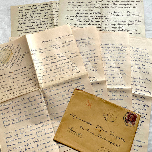 1940s - Vintage French Love Letters - Romantic Correspondence Between Lovers - Handwritten Letters