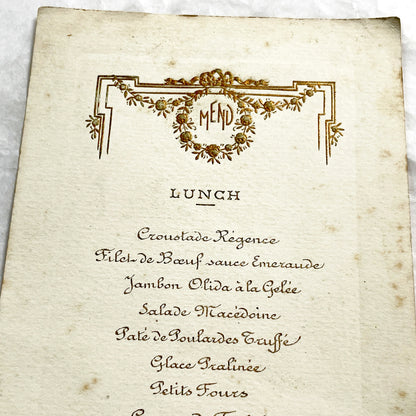 1920s - Vintage 1923 French Restaurant Menu - Formal Lunch Event Dining Memorabilia - Haute Cuisine - Elegant Dining - Collectible Ephemera
