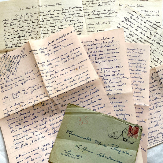 1940s - Vintage French Love Letters - Romantic Correspondence Between Lovers - Handwritten Letters
