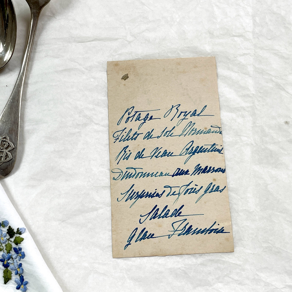 1910s - Formal Handwritten French Menu from 1911 - Vintage Royal Dining Card - Historic Culinary Document - French Cuisine