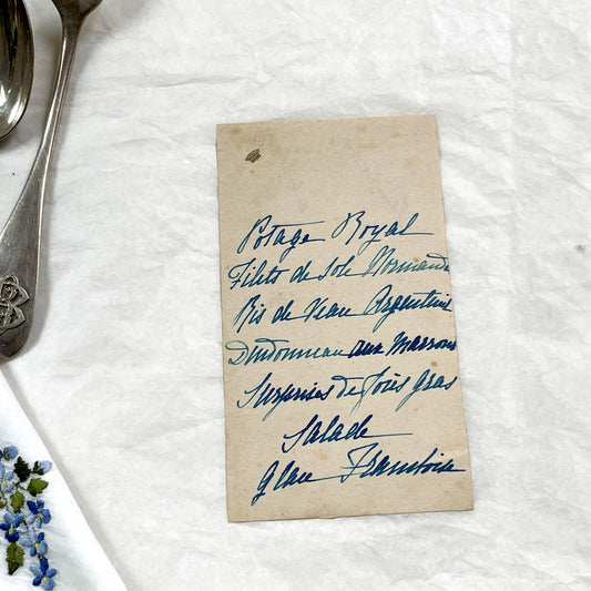 1910s - Formal Handwritten French Menu from 1911 - Vintage Royal Dining Card - Historic Culinary Document - French Cuisine