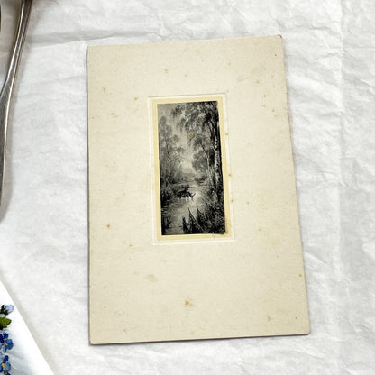 1910s - Vintage French Menu Card with Deer Illustration - Handwritten Meal from May 11, 1914 - Elegant Dinner Event Memorabilia