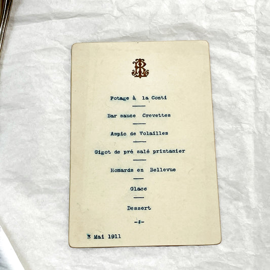 1910s - Vintage French Dinner Menu 1911 - Culinary History - Exquisite Belle Époque Dining Experience - Rare European Ephemera Collectible