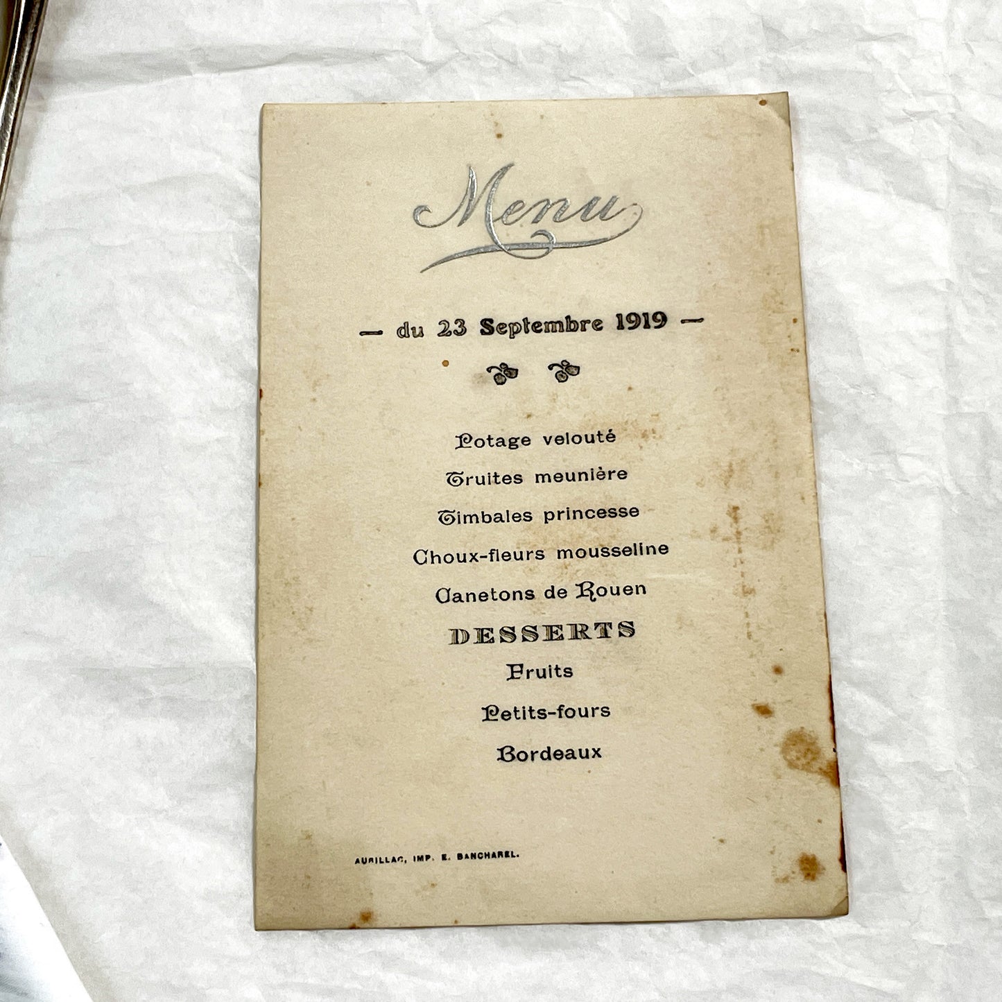 1910s - French Restaurant Menu Card - Fine Dining Experience - Historic Culinary Document - Dinner Program - Vintage Stylz