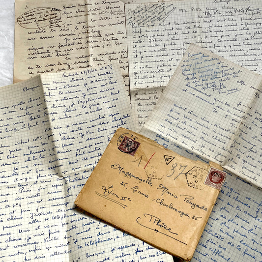 1940s - Vintage French Love Letters - Romantic Correspondence Between Lovers - Handwritten Letters