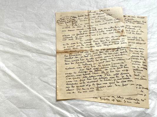1940s - Vintage French Love Letters - Romantic Correspondence Between Lovers - Handwritten Letters