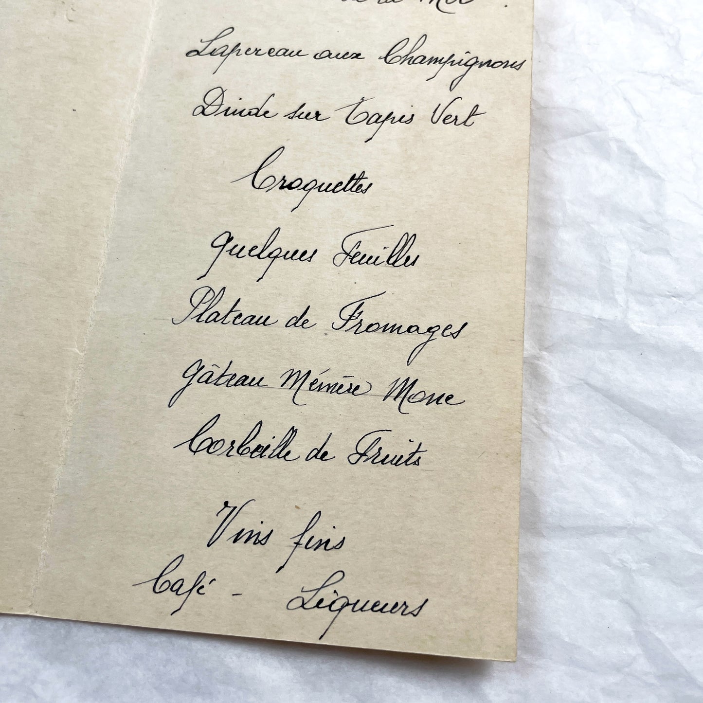 1920s - Vintage French Menu Card for Simone's 60th Birthday Celebration - Elegant Design - Handwritten Dinner Selections - Ephemera
