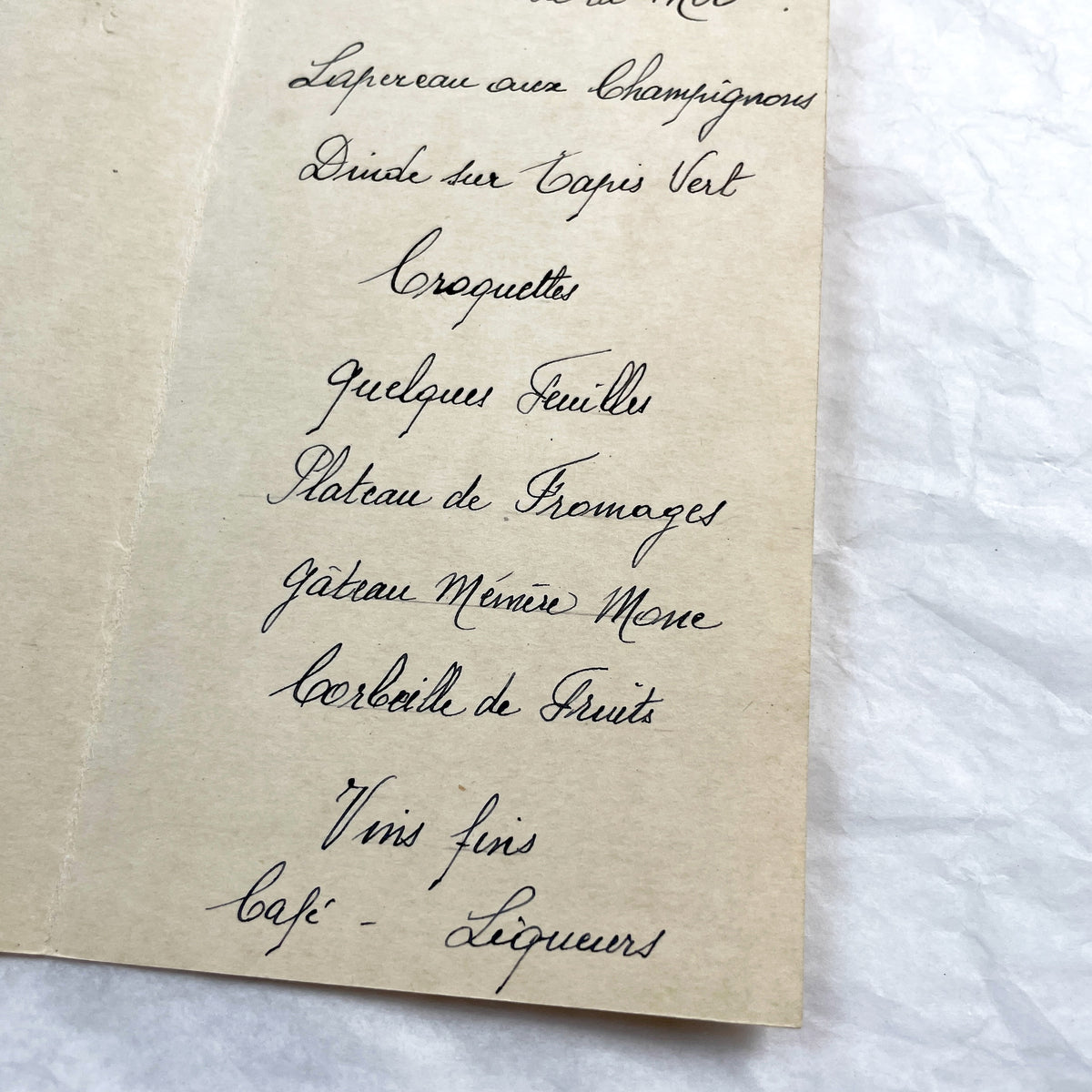 1920s - Vintage French Menu Card for Simone's 60th Birthday Celebration - Elegant Design - Handwritten Dinner Selections - Ephemera