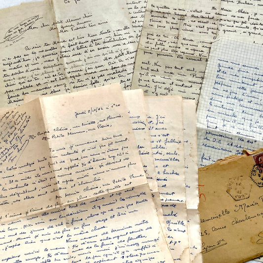 1940s - Vintage French Love Letters - Romantic Correspondence Between Lovers - Handwritten Letters