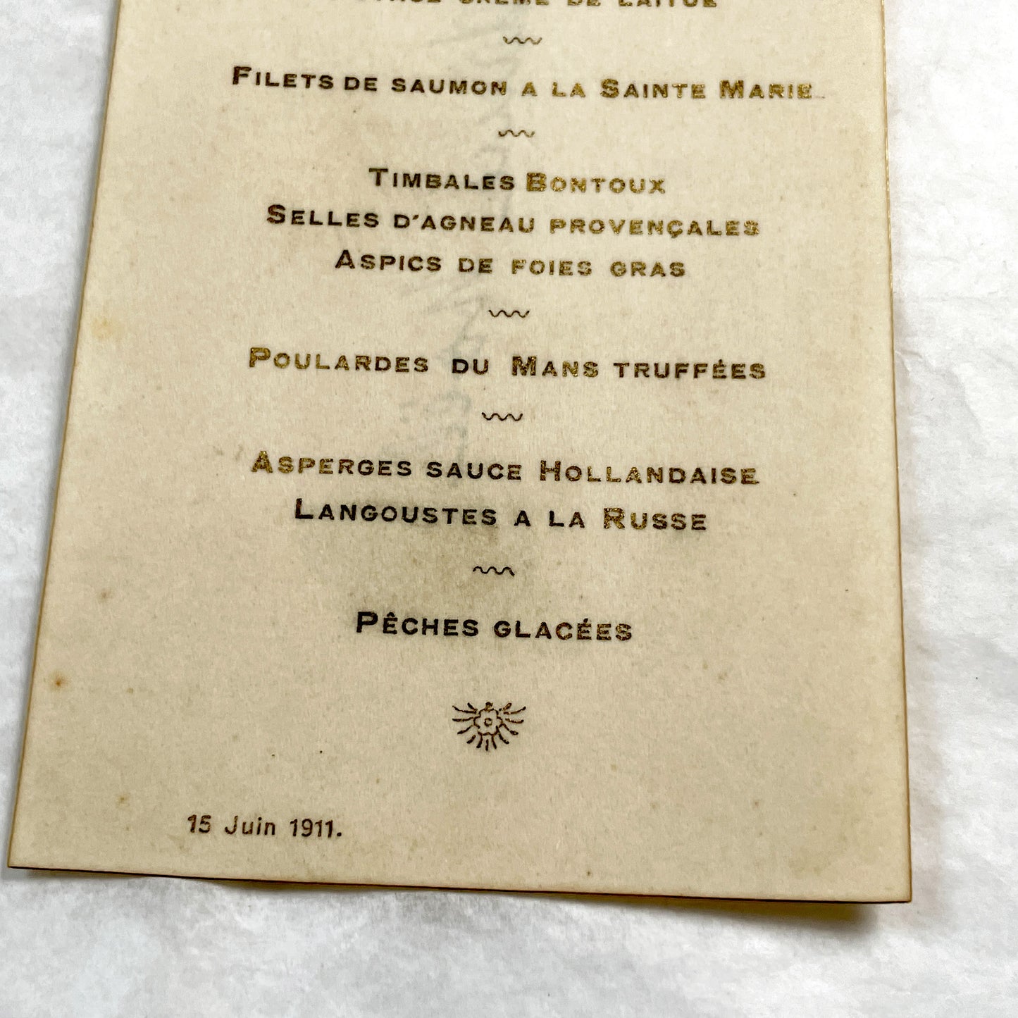 1910s - French Restaurant Menu Card - Elegant Dining Experience from June 15, 1911 - Historic Culinary Document - Vintage Cuisine