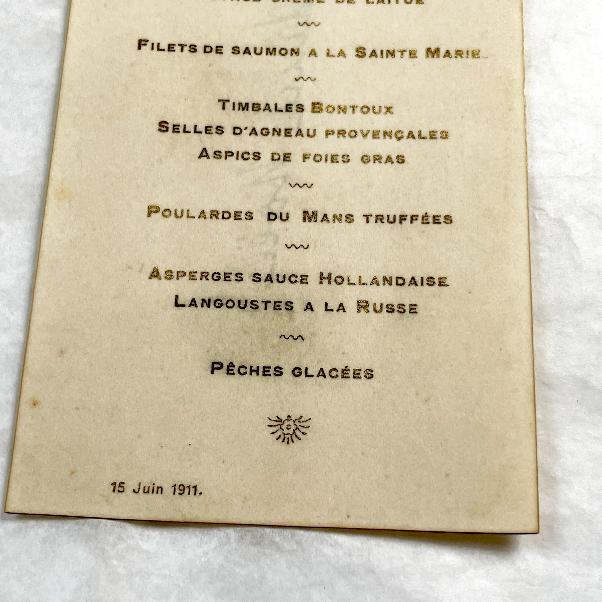 1910s - French Restaurant Menu Card - Elegant Dining Experience from June 15, 1911 - Historic Culinary Document - Vintage Cuisine