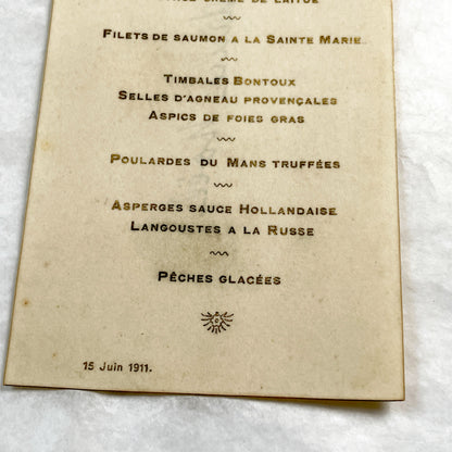 1910s - French Restaurant Menu Card - Elegant Dining Experience from June 15, 1911 - Historic Culinary Document - Vintage Cuisine