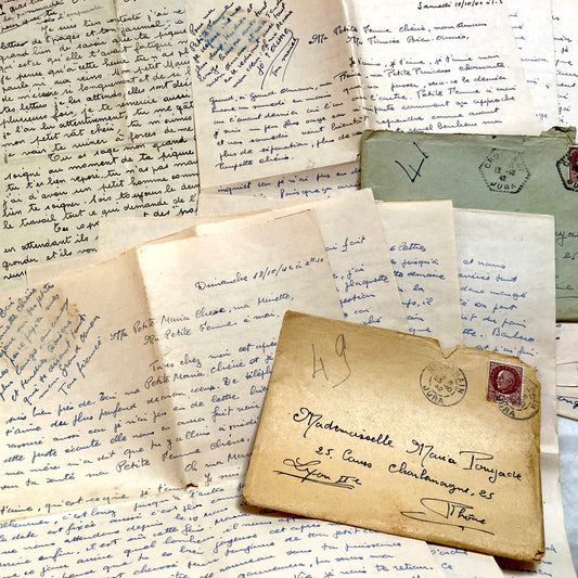 1940s - Vintage French Love Letters - Romantic Correspondence Between Lovers - Handwritten Letters
