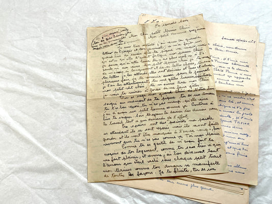 1940s - Vintage French Love Letters - Romantic Correspondence Between Lovers - Handwritten Letters