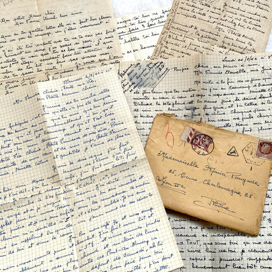 1940s - Vintage French Love Letters - Romantic Correspondence Between Lovers - Handwritten Letters