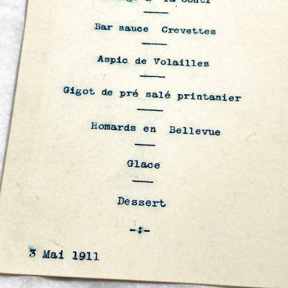 1910s - Vintage French Dinner Menu 1911 - Culinary History - Exquisite Belle Époque Dining Experience - Rare European Ephemera Collectible