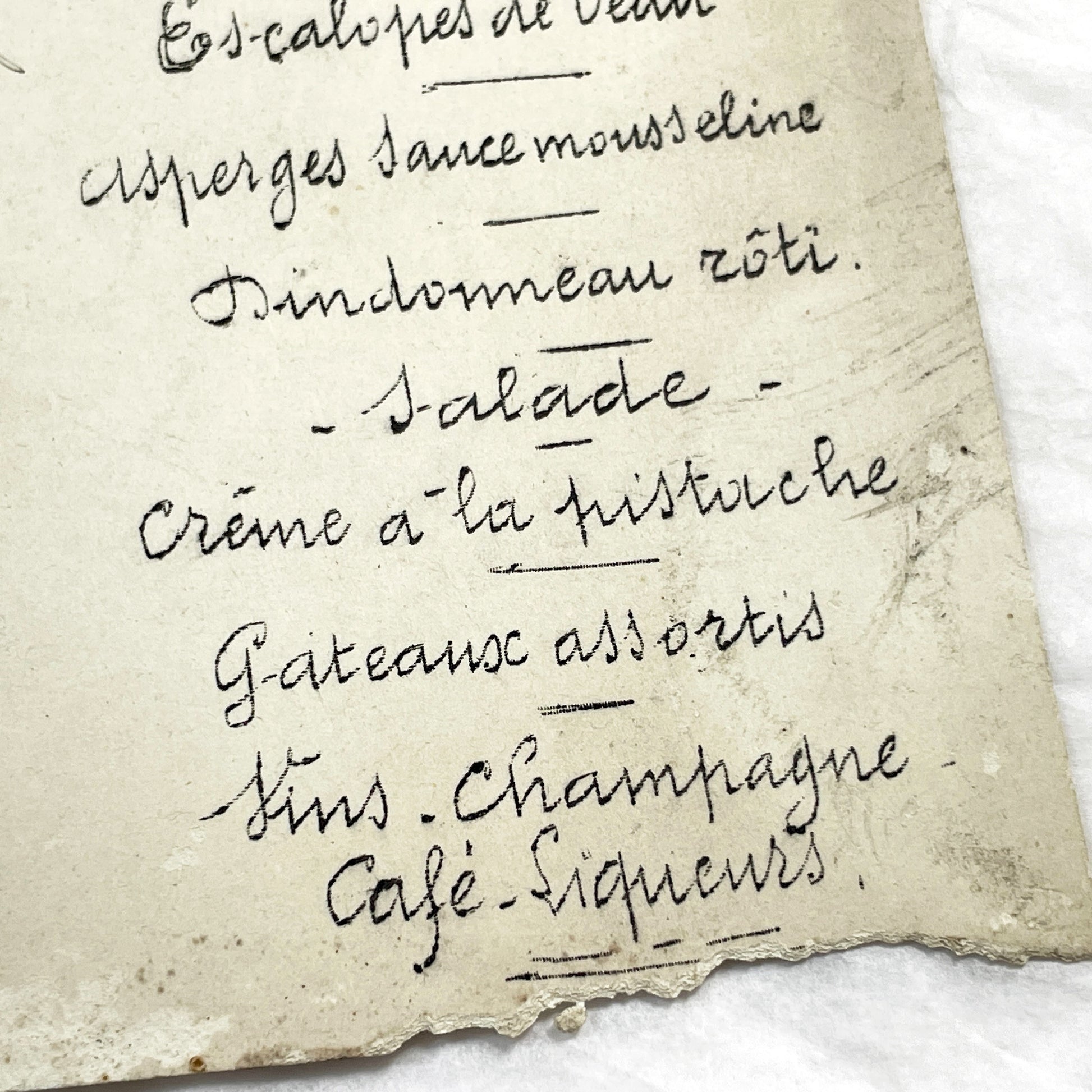 1910s - Vintage Handwritten Menu Card from June 1916 - French Culinary History - Elegant Formal Dining Event - World War One Era Document.
