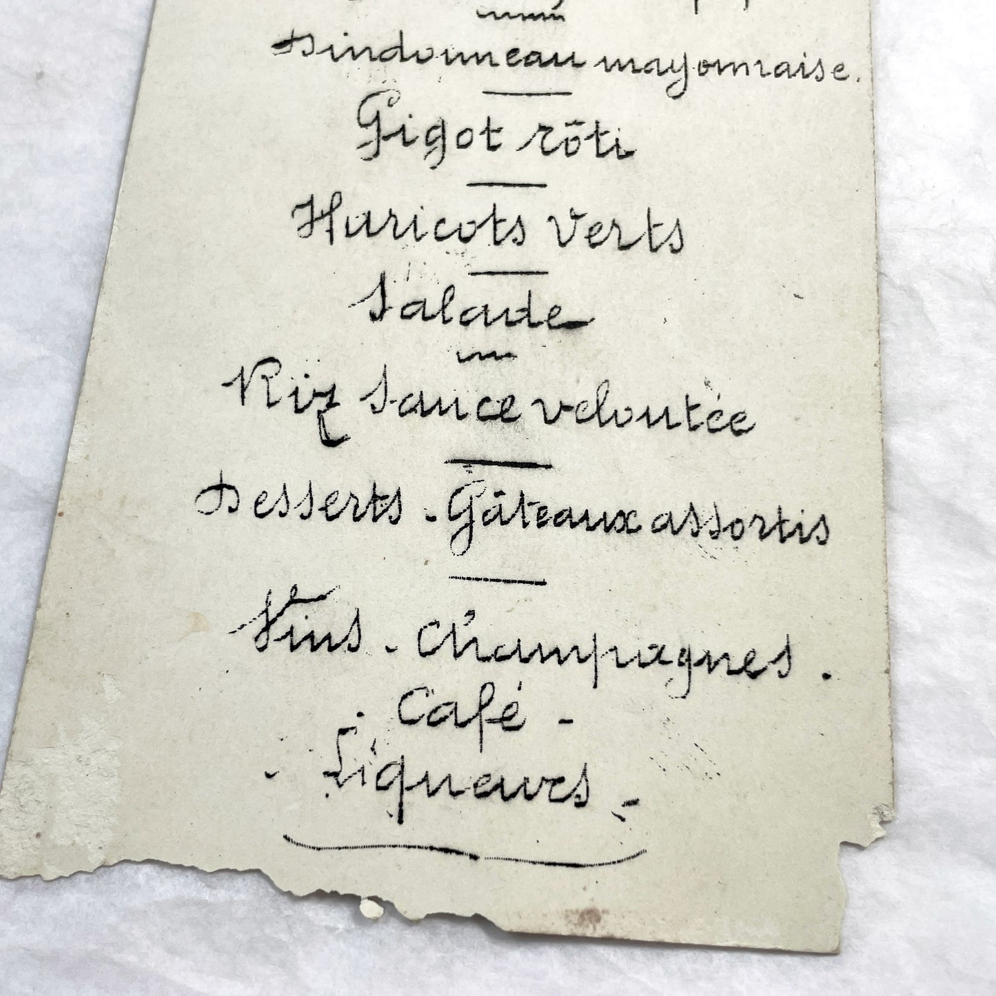 1910s - Vintage Handwritten Menu Card from June 1916 - French Culinary History - Elegant Formal Dining Event - World War One Era Document.