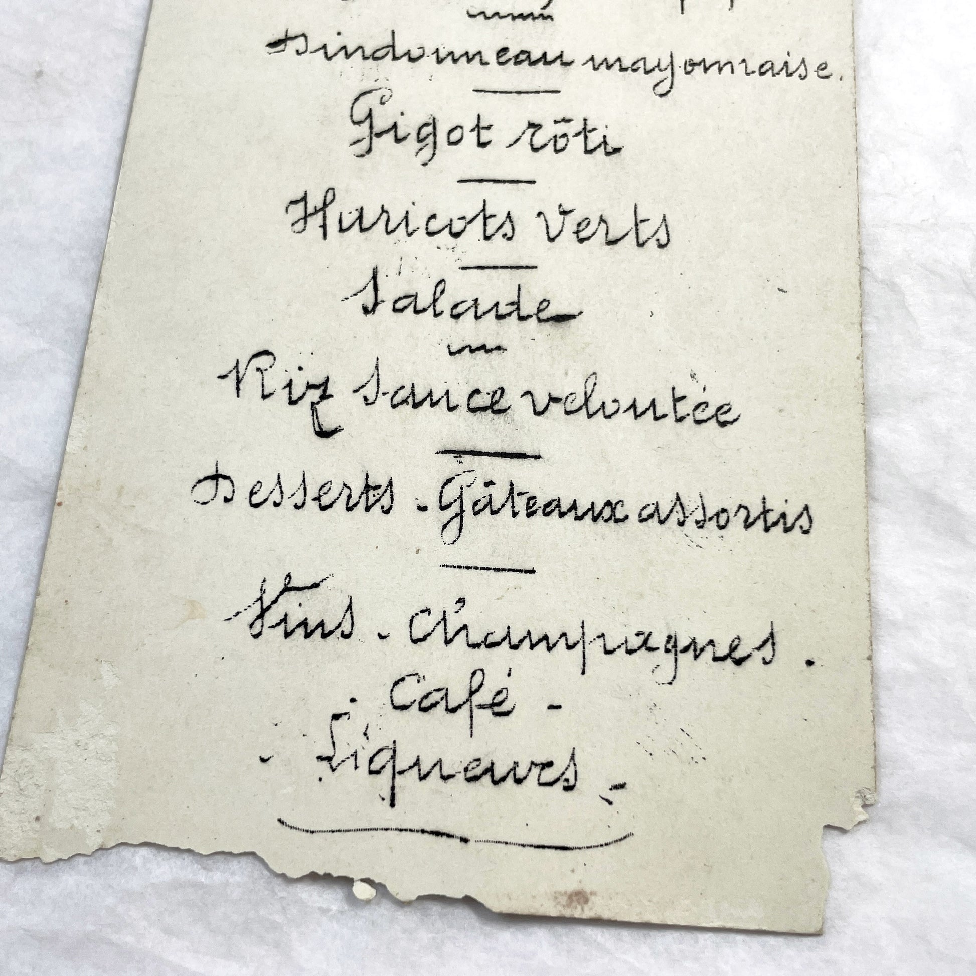1910s - Vintage Handwritten Menu Card from June 1916 - French Culinary History - Elegant Formal Dining Event - World War One Era Document.