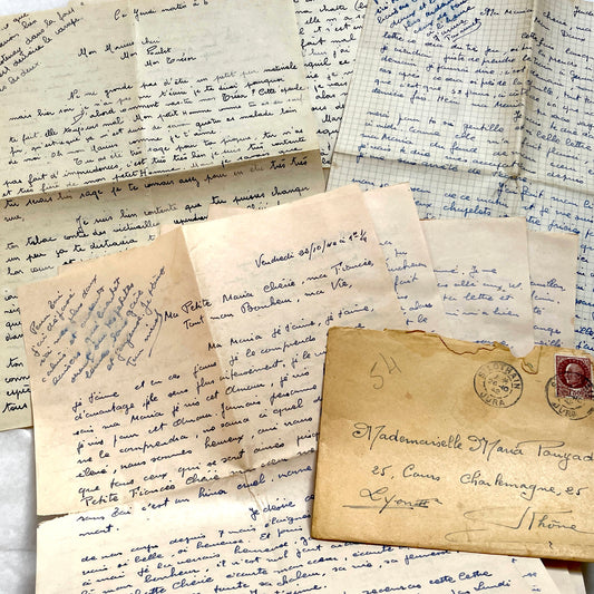 1940s - Vintage French Love Letters - Romantic Correspondence Between Lovers - Handwritten Letters