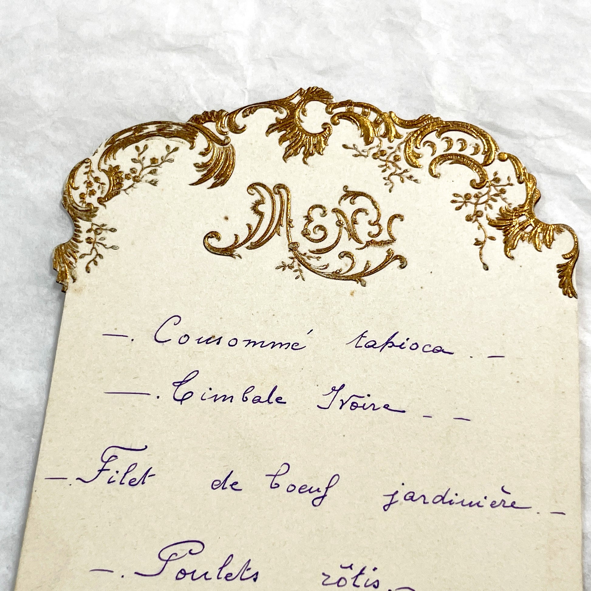 1910s - French Menu Card - Vintage Dining Memorabilia - Handwritten Dinner Invitation - Historical Culinary - Fine Dining Experience.