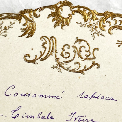 1910s - French Menu Card - Vintage Dining Memorabilia - Handwritten Dinner Invitation - Historical Culinary - Fine Dining Experience.