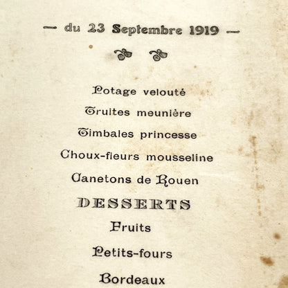 1910s - French Restaurant Menu Card - Fine Dining Experience - Historic Culinary Document - Dinner Program - Vintage Stylz