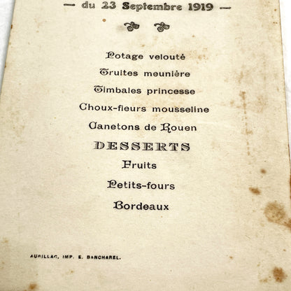 1910s - French Restaurant Menu Card - Fine Dining Experience - Historic Culinary Document - Dinner Program - Vintage Stylz