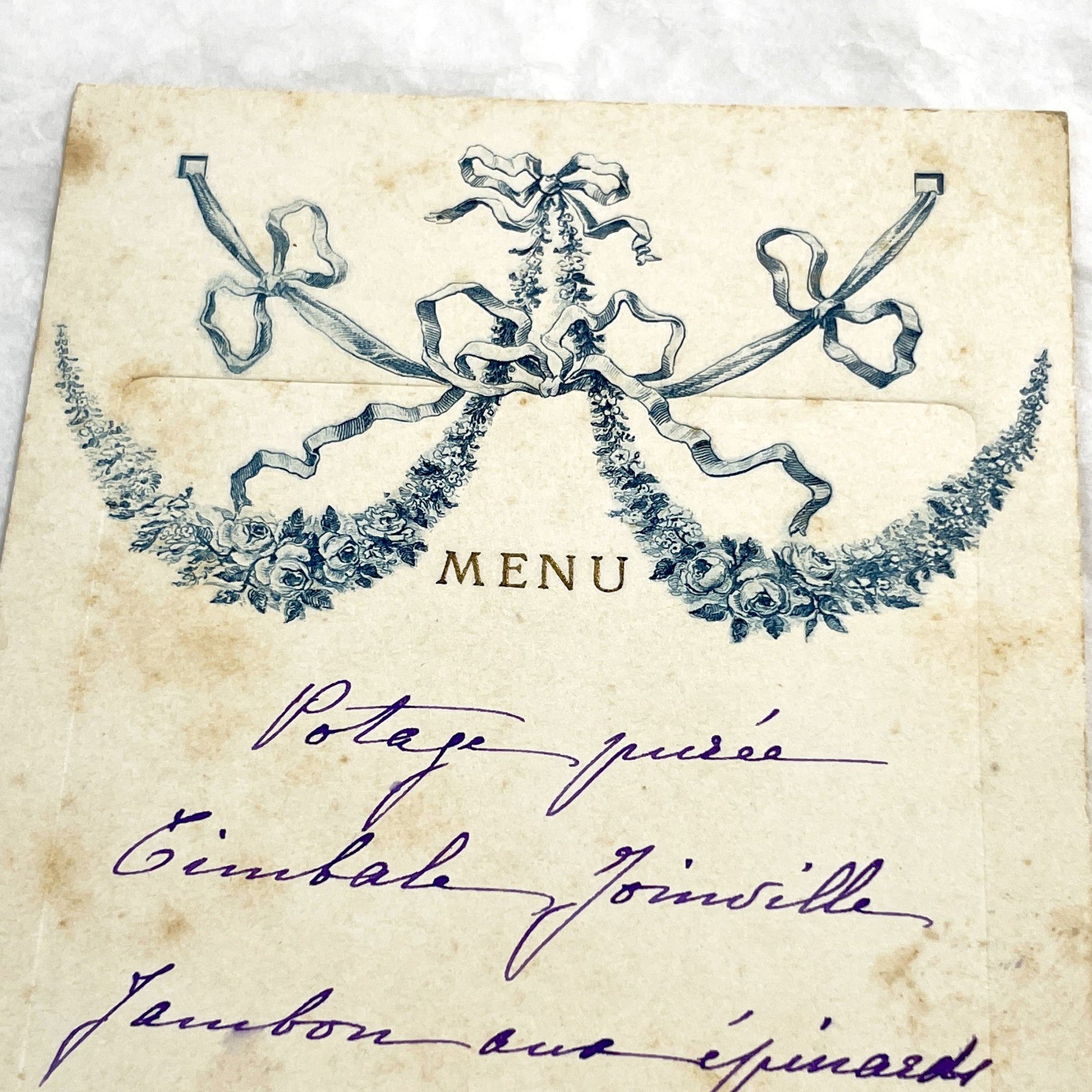 1910s - Antique Handwritten French Menu Card - Elegant Dining Experience from 1911 - Vintage Culinary Keepsake