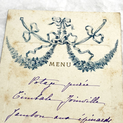 1910s - Antique Handwritten French Menu Card - Elegant Dining Experience from 1911 - Vintage Culinary Keepsake