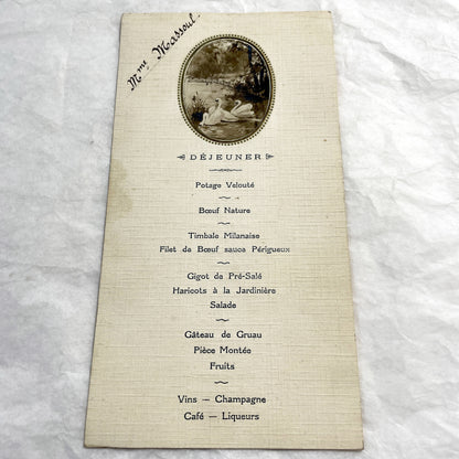 1910s - French Dinner and Lunch Menu - Elegant Vintage Event Card with Swans - Historical Culinary Document - WWI Era Fine Dining