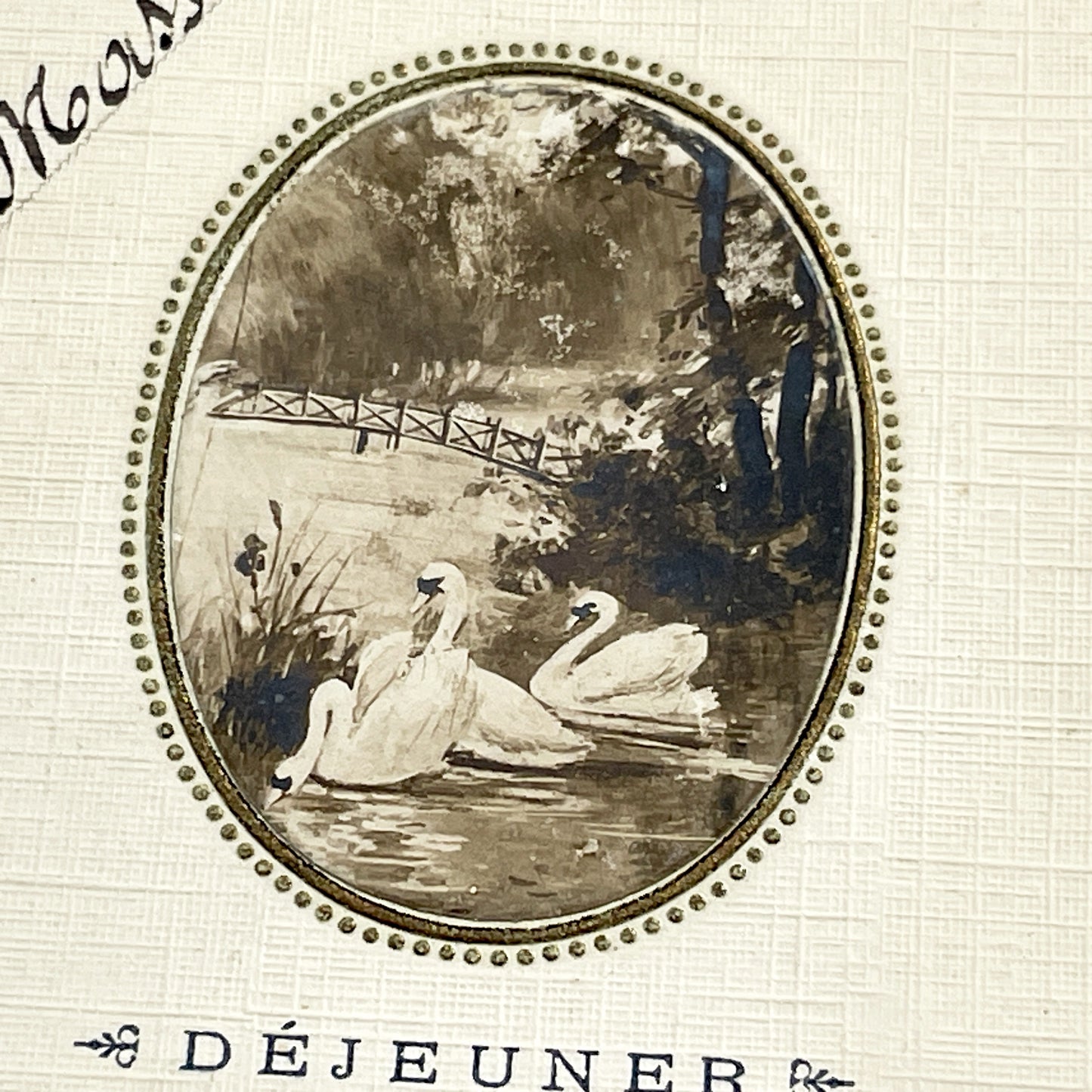 1910s - French Dinner and Lunch Menu - Elegant Vintage Event Card with Swans - Historical Culinary Document - WWI Era Fine Dining