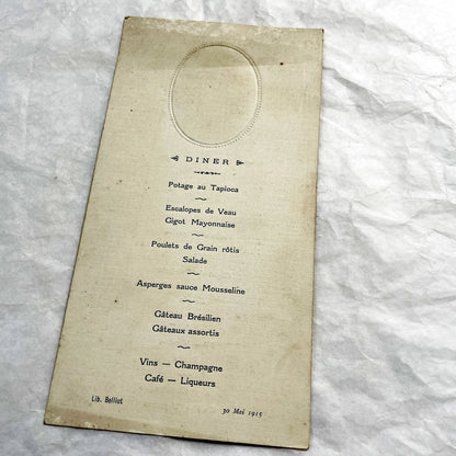 1910s - French Dinner and Lunch Menu - Elegant Vintage Event Card with Swans - Historical Culinary Document - WWI Era Fine Dining