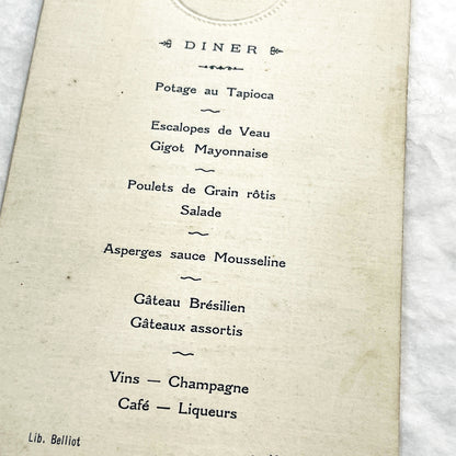 1910s - French Dinner and Lunch Menu - Elegant Vintage Event Card with Swans - Historical Culinary Document - WWI Era Fine Dining