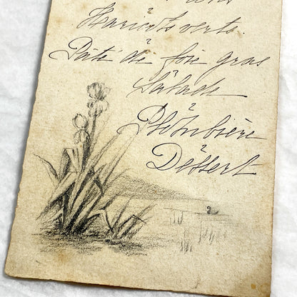 1910s - Vintage Handwritten Menu Card - Elegant French Cuisine - Illustrated Dinner Party Program - Antique Ephemera Collectible